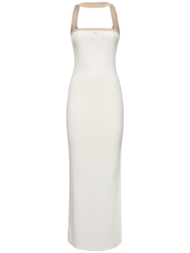 Courreges: Contrast hyperbole cotton long dress - White - women_0 | Luisa Via Roma