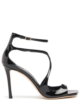 Jimmy Choo: 95mm Azia patent leather sandals - Black - women_0 | Luisa Via Roma