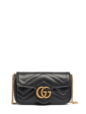 Gucci: Supermini GG Marmont leather bag - Black - women_0 | Luisa Via Roma
