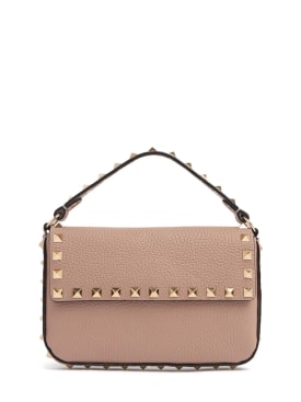 Valentino Garavani: Small Rockstud leather top handle bag - Poudre - women_0 | Luisa Via Roma