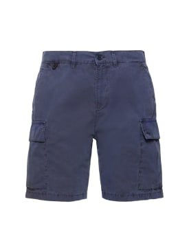 SUNDEK: Striped cotton poplin cargo shorts - Navy - men_0 | Luisa Via Roma