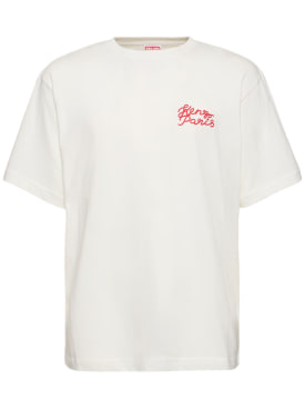Kenzo Paris: Oversized logo cotton t-shirt - Off White - men_0 | Luisa Via Roma