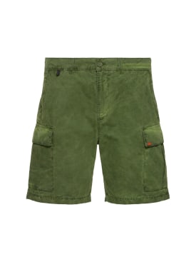 SUNDEK: 条纹棉质府绸工装短裤 - 深绿色 - men_0 | Luisa Via Roma