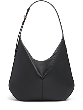 Valextra: Small Vivi leather hobo bag - Black - women_0 | Luisa Via Roma