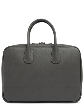 Valextra: New My Logo zipped briefcase - Fumo Londra - men_0 | Luisa Via Roma