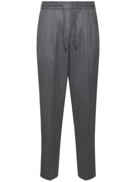 Brunello Cucinelli: Wool flannel jogger pants - Grey - men_0 | Luisa Via Roma