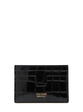 Tom Ford: Portes-cartes cuir embossé croco - Noir - men_0 | Luisa Via Roma