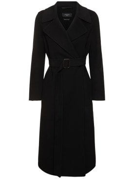 Weekend Max Mara: Manu belted wool midi coat - Dark Beige - women_0 | Luisa Via Roma