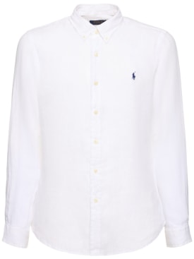 Polo Ralph Lauren: Linen shirt - Beyaz - men_0 | Luisa Via Roma