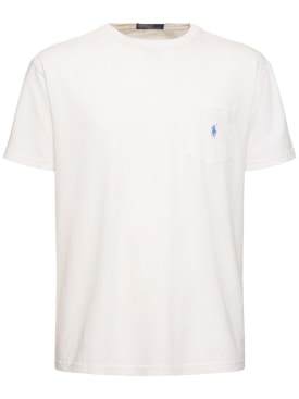 Polo Ralph Lauren: T-shirt en coton et lin avec poche - Ceramic White - men_0 | Luisa Via Roma