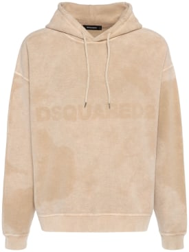 Dsquared2: Relaxed fit cotton hoodie - Beige - men_0 | Luisa Via Roma