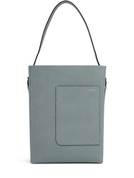 Valextra: Medium Bucket grain leather tote bag - Polvere - women_0 | Luisa Via Roma
