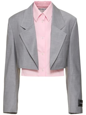 Alexander Wang: Pre-styled cropped blazer shirt - Grey - women_0 | Luisa Via Roma