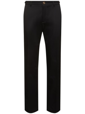 Versace: Informal cotton gabardine straight pants - Black - men_0 | Luisa Via Roma