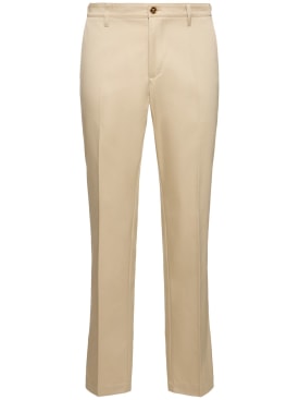 Versace: Informal cotton gabardine straight pants - Beige - men_0 | Luisa Via Roma