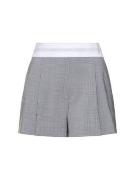 Alexander Wang: High waisted pleated wool shorts - Grey - women_0 | Luisa Via Roma