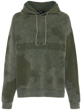 Dsquared2: Relaxed fit cotton hoodie - Military Green - men_0 | Luisa Via Roma