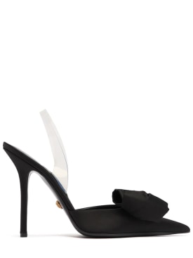 Versace: 110mm Satin slingback heels - Black - women_0 | Luisa Via Roma