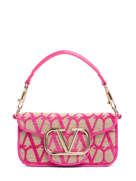 Valentino Garavani: Small Locò Toile Iconographe bag - Natural/Pink Pp - women_0 | Luisa Via Roma