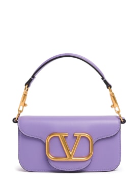 Valentino Garavani: Small Locò leather top handle bag - Glicine - women_0 | Luisa Via Roma