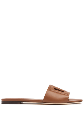 Dolce&Gabbana: 10mm Bianca leather slide sandals - Tan - women_0 | Luisa Via Roma