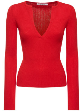 Max Mara: Urlo silk & cashmere long sleeve top - Red - women_0 | Luisa Via Roma