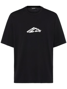 Dsquared2: Camiseta con logo - Negro - men_0 | Luisa Via Roma