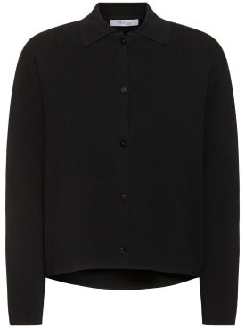 Max Mara: Kiota short crepe jacket w/ buttons - Black - women_0 | Luisa Via Roma