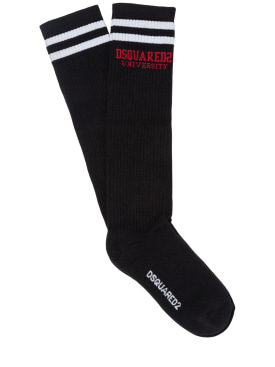 Dsquared2: SOCKEN AUS BAUMWOLLMISCHUNG MIT DRUCK - Schwarz - kids-boys_0 | Luisa Via Roma