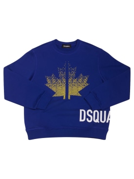 Dsquared2: Cotton crewneck sweatshirt - Mavi - kids-boys_0 | Luisa Via Roma