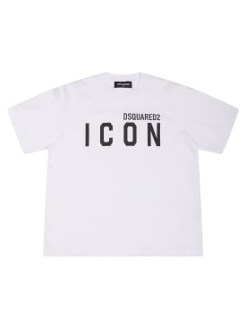 Dsquared2: Printed cotton jersey t-shirt - Black - kids-boys_0 | Luisa Via Roma