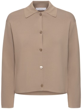 Max Mara: Kiota short crepe jacket w/ buttons - Taupe - women_0 | Luisa Via Roma