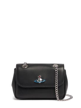 Vivienne Westwood: Small leather shoulder bag w/chain - Black - women_0 | Luisa Via Roma