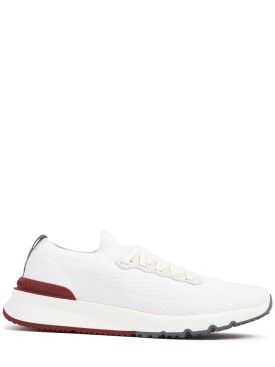 Brunello Cucinelli: Cotton low top sneakers - White - men_0 | Luisa Via Roma