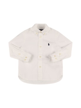 Polo Ralph Lauren: Hemd aus Baumwollpopeline mit Logostickerei - Weiß - kids-boys_0 | Luisa Via Roma