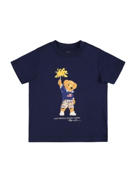 Polo Ralph Lauren: Printed cotton jersey t-shirt - Mavi - kids-girls_0 | Luisa Via Roma