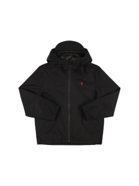 Polo Ralph Lauren: Hooded nylon jacket - Siyah - kids-girls_0 | Luisa Via Roma