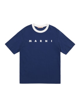 Marni Junior: Besticktes T-Shirt aus Baumwolljersey - Schwarz - kids-girls_0 | Luisa Via Roma