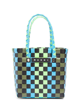 Marni Junior: Color block woven bucket bag - Green/Multi - kids-girls_0 | Luisa Via Roma