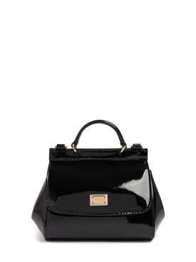 Dolce&Gabbana: Sicily patent leather shoulder bag - Black - kids-girls_0 | Luisa Via Roma