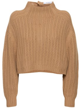Max Mara: Hodeida wool blend knit sweater - Camel - women_0 | Luisa Via Roma