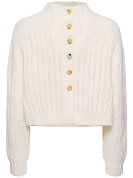 Max Mara: Hodeida wool blend knit sweater - Ivory - women_0 | Luisa Via Roma