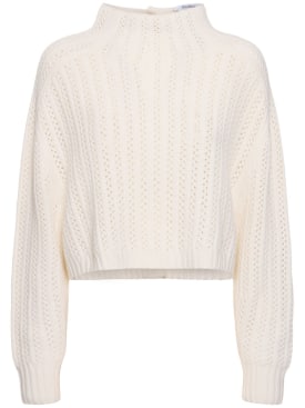 Max Mara: Hodeida wool blend knit sweater - Ivory - women_0 | Luisa Via Roma