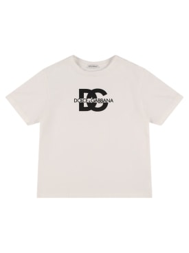 Dolce&Gabbana: Logo cotton blend jersey t-shirt - White - kids-boys_0 | Luisa Via Roma