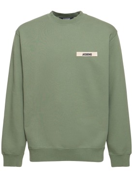 Jacquemus: Le Cotton Gros Grain sweatshirt - Light Green - men_0 | Luisa Via Roma