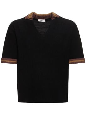 Commas: Crochet collar polo - Black/Brown - men_0 | Luisa Via Roma
