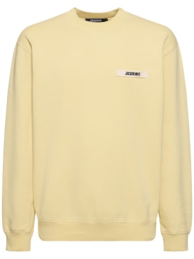 Jacquemus: Le Cotton Gros Grain sweatshirt - Light Yellow - men_0 | Luisa Via Roma