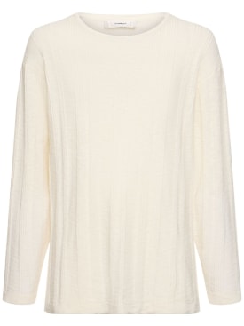 Commas: Cotton blend sweater - Off White - men_0 | Luisa Via Roma