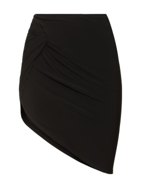 Jacquemus: La Mini Jupe Drapeado jersey skirt - Siyah - women_0 | Luisa Via Roma