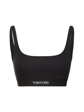 Tom Ford: Signature logo lycra bra top - Black - women_0 | Luisa Via Roma